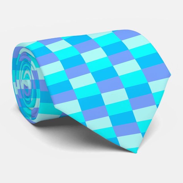 Neon Blue Color Pattern Krawatte (Gerollt)
