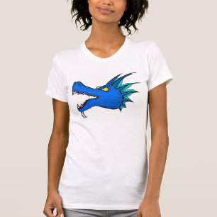 Neon Blue Dragon Art Head Ladys Tee