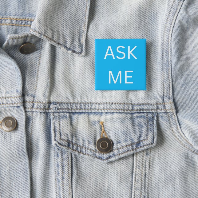 Neon Blue Frag Me Button Button Volunteer, Busines (Beispiel)