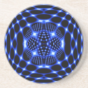 Neon Blue Globe Fraktal Getränkeuntersetzer