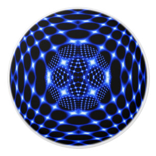 Neon Blue Globe Fraktal Keramikknauf