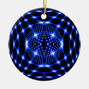 Neon Blue Globe Fraktal Keramikornament