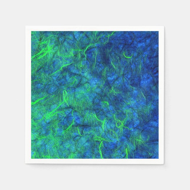 Neon Blue Green Psychedelic Japanisches Reißpapier Serviette (Vorderseite)