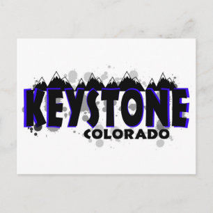 Neon blue grunge Keystone Colorado Postkarte