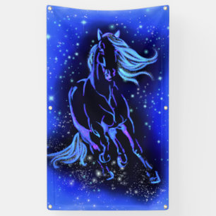 Neon Blue Horning bei Mondlicht Starry Night Banner