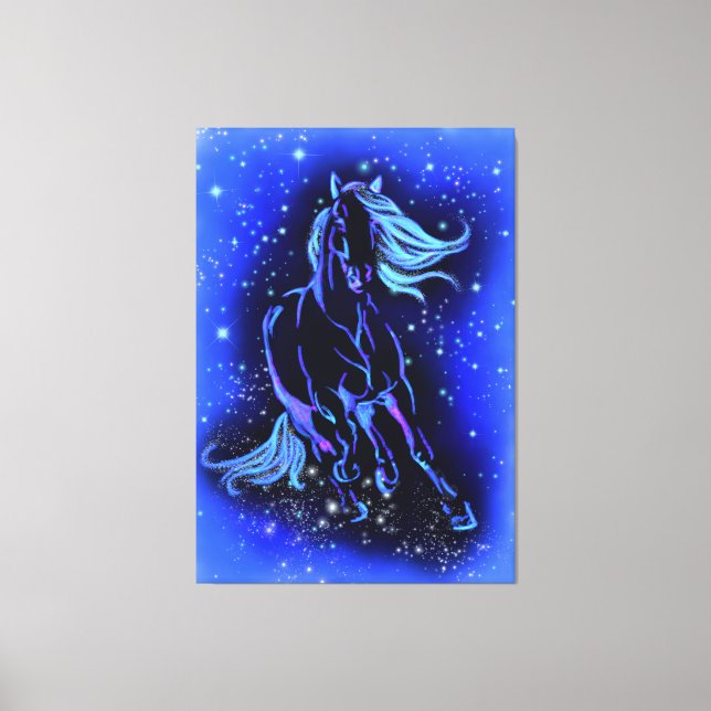 Neon Blue Horning bei Mondlicht Starry Night  Leinwanddruck (Vorderseite)