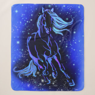 Neon Blue Horning bei Mondlicht Starry Night  Sherpadecke