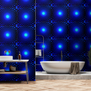 Neon Blue Lights Dots Black Tapete