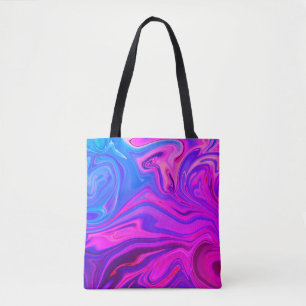 Neon Blue Lila Pink Abstraktes Muster Tasche