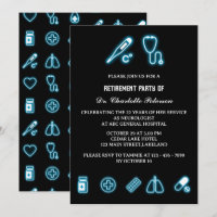 Neon Blue Medical Element Doctor Retirement Party