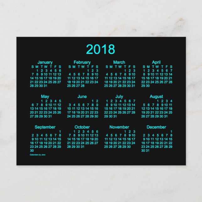 Neon Blue Mini Calendar von Janz Postkarte (Vorderseite)