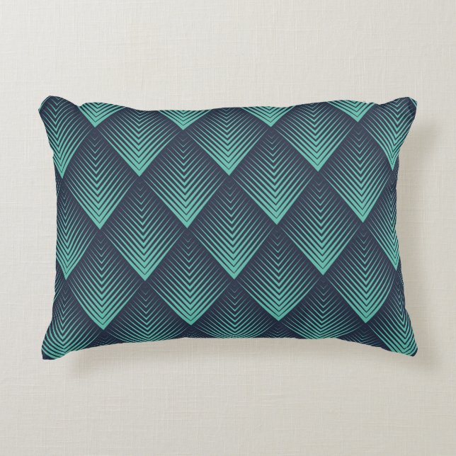 Neon Blue Op-Art Zickzack. Dekokissen (Vorderseite)