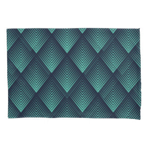 Neon Blue Op-Art Zickzack. Kissenbezug