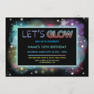 Neon Blue Party, Invitation de la fête d'anniversa
