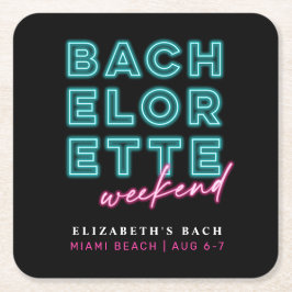 Neon Blue & Pink Bachelorette Wochenende Rechteckiger Pappuntersetzer