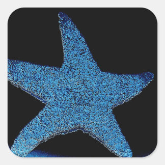 Neon Blue Sea Star Quadratischer Aufkleber