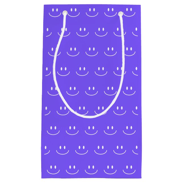Neon Blue Smile Pattern Geschenktasche Kleine Geschenktüte (Vorderseite)