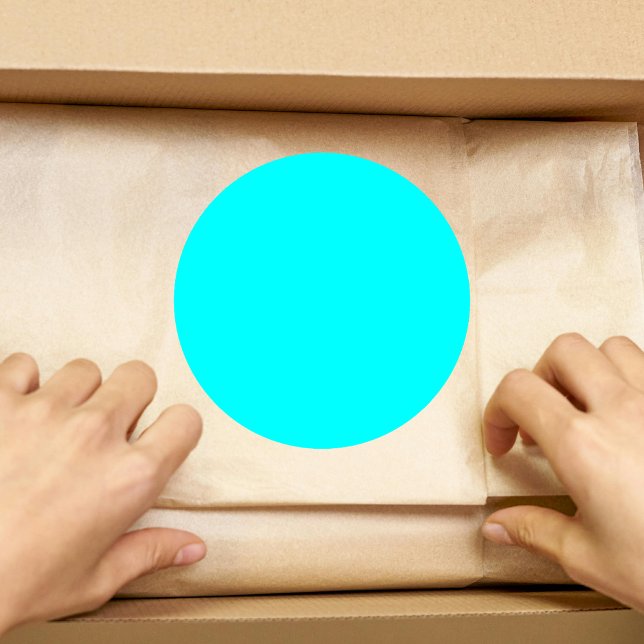 Neon Blue Solid Color | Classic Runder Aufkleber (Von Creator hochgeladen)