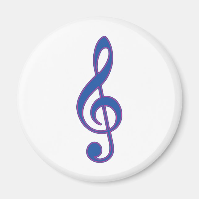 Neon Blue Treble Clef Magnet (Vorne)