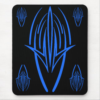 Neon Blue Tribal Design auf schwarzem Mousepad
