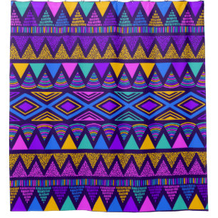 Neon Blue: Tribal Navajo Muster Duschvorhang