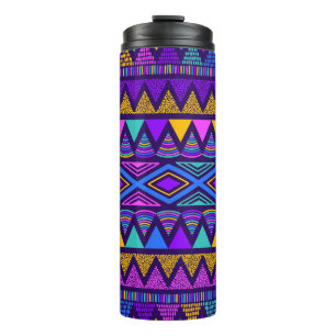 Neon Blue: Tribal Navajo Muster Thermosbecher