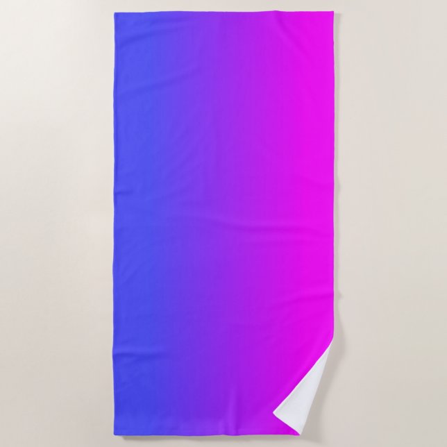 Neon Blue und Hot Pink Ombré Farbton Strandtuch (Vorderseite)