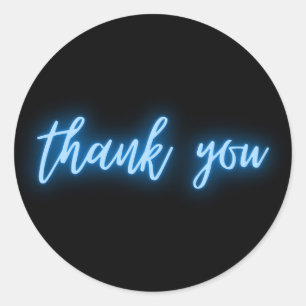 Neon Blue Vielen Dank Runder Aufkleber