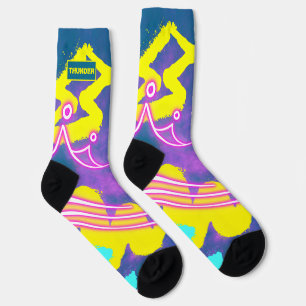 Neon Blue Yellow Graffiti Socken