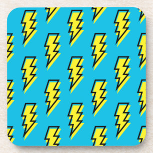 Neon Blue Yellow Lightning Bolt Pattern der 80er/9 Getränkeuntersetzer