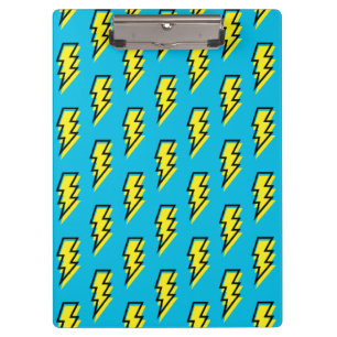 Neon Blue Yellow Lightning Bolt Pattern der 80er/9 Klemmbrett