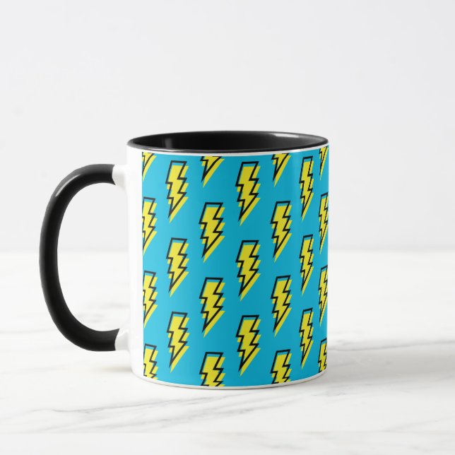Neon Blue Yellow Lightning Bolt Pattern der 80er/9 Tasse (Links)