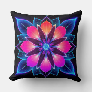 🌸 Neon-Blume Blaulicht Abstrakt Raum Kissen