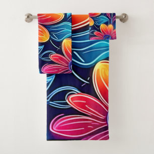 Neon Blume Bloom Bright Badhandtuch Set