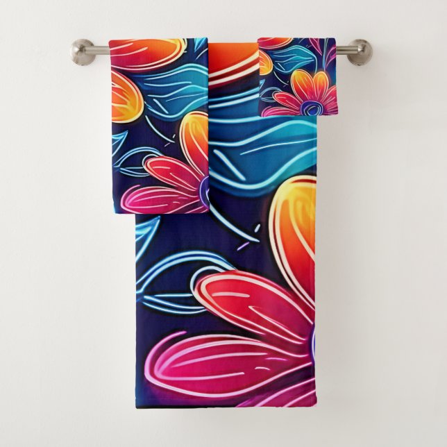 Neon Blume Bloom Bright Badhandtuch Set (Insitu)