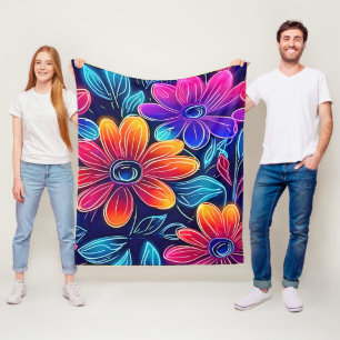 Neon Blume Bloom Bright Fleecedecke