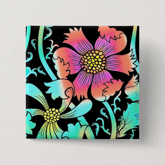 Neon Blume Button (Vorderseite)