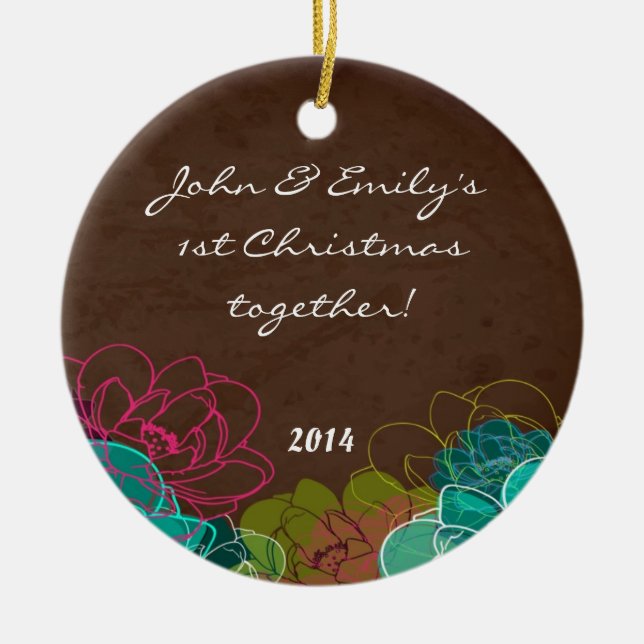 Neon Blume Flora Rose Personalisiert Name Ornament (Vorne)