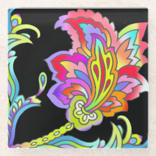 Neon Blume Glasuntersetzer