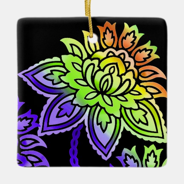 Neon Blume Keramikornament (Vorderseite)