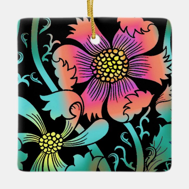 Neon Blume Keramikornament (Vorderseite)