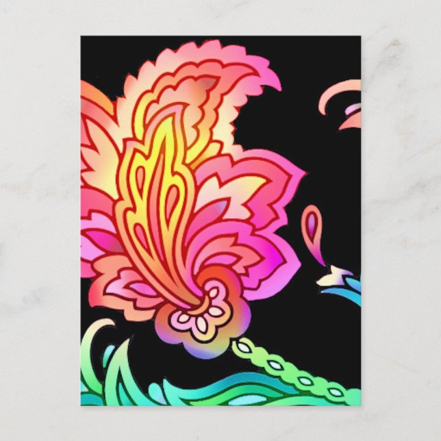 Neon Blume Postkarte (Vorderseite)