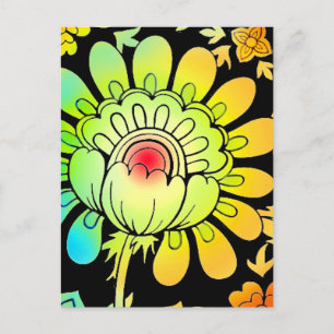 Neon Blume Postkarte