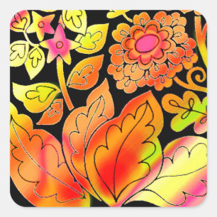Neon Blume Quadratischer Aufkleber
