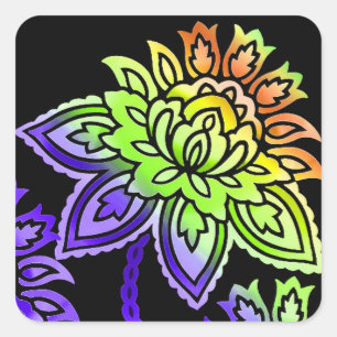 Neon Blume Quadratischer Aufkleber