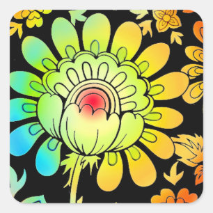 Neon Blume Quadratischer Aufkleber