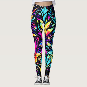 Neon-Blumen-Explosion-Kunst Leggings