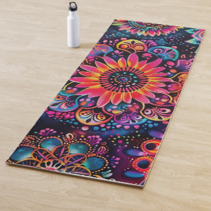Neon-Blumen-Sonnenblumen-Chakra-Meditations-Yoga Yogamatte