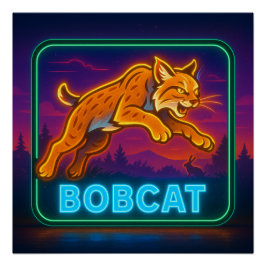 Neon Bobcat Poster