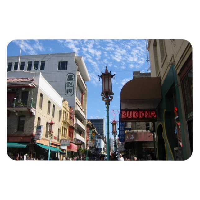Neon Bouddha San Francisco Chinatown Photo Magnet (Horizontal)
